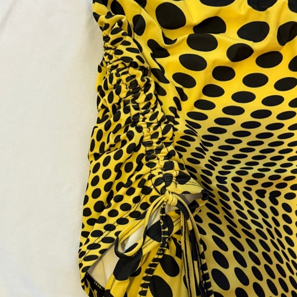 O-Mighty Yellow Black Dot Mesh Two-Piece Coorrd Set - Picture 6 of 6